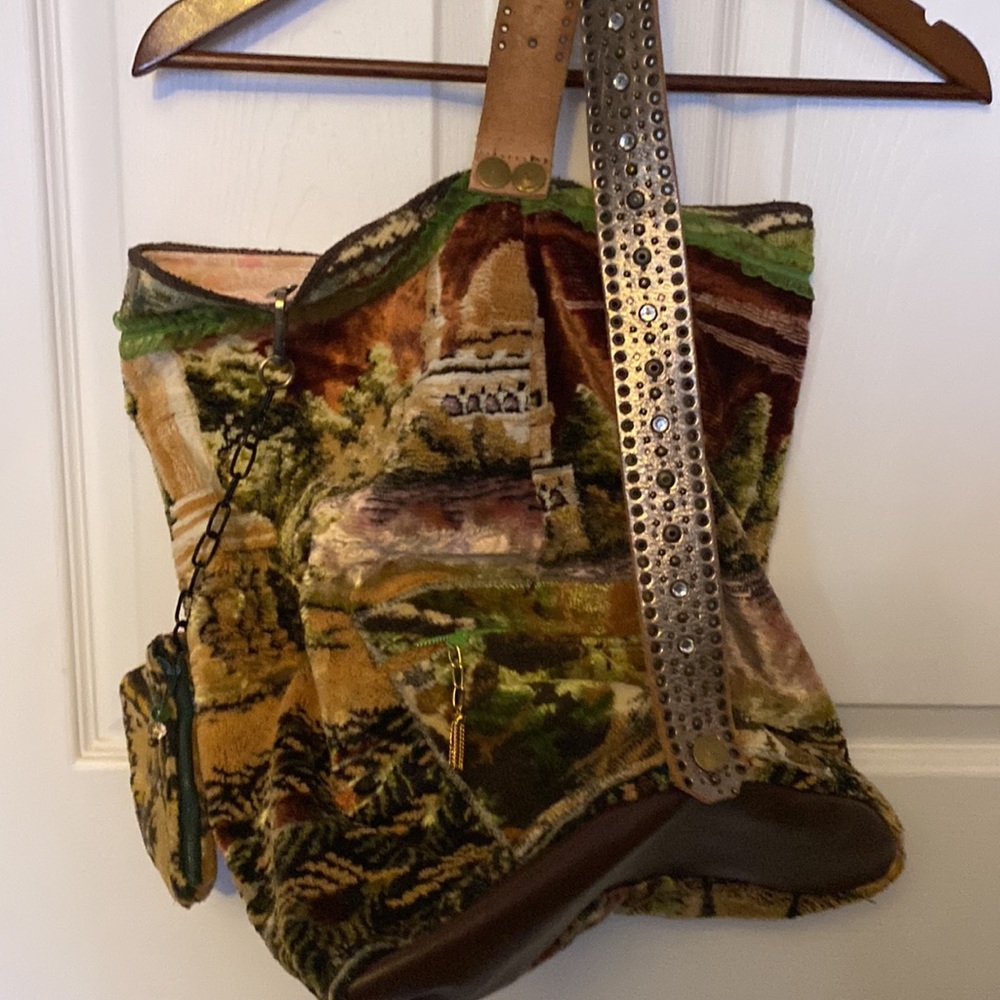 Y2K Upcycled Wall Tapestry Shoulder Carry BAG Turkey Back Pack Artisan old schoo